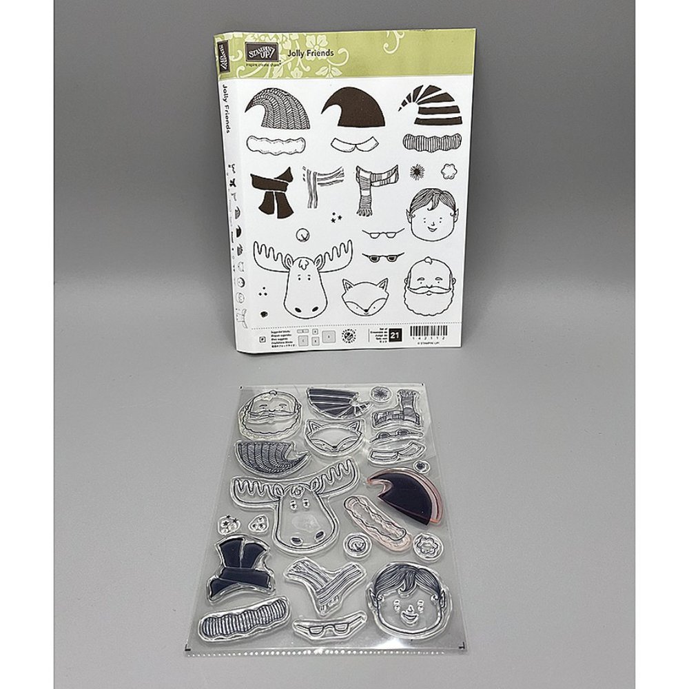 Stampin Up "Jolly Friends" Stamp Set – Moose Fox Elf Santa Hat Scarf Christmas